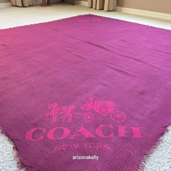 Coach Lightweight Burgundy Square Scarf Horse & Carriage - Picture 10 of 11